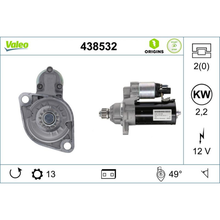 Valeo Anlasser 438532 Valeo Anlasser 438532