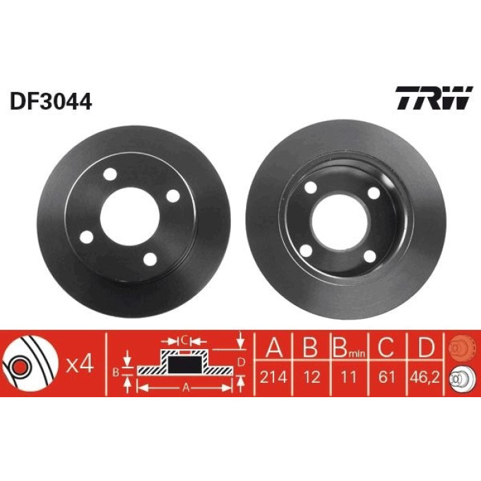 TRW Bremsscheibe DF3044 TRW Bremsscheibe DF3044