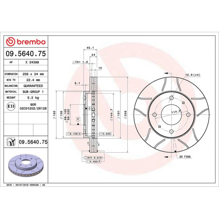 Brembo Bremsscheibe 09.5640.75 Brembo Bremsscheibe 09.5640.75