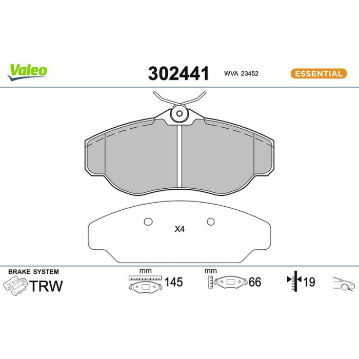 Valeo Bremsbelagsatz 302441 Valeo Bremsbelagsatz 302441
