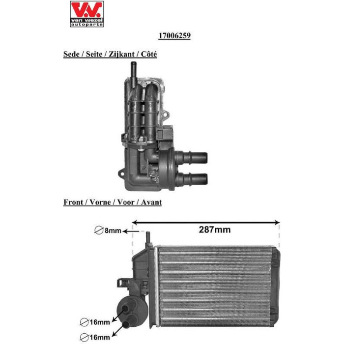 Van Wezel Heizungswärmetauscher 17006259 Van Wezel Heizungswärmetauscher 17006259