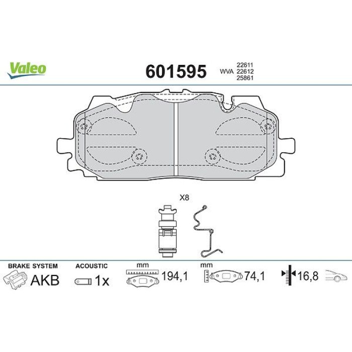 Valeo Bremsbelagsatz 601595 Valeo Bremsbelagsatz 601595