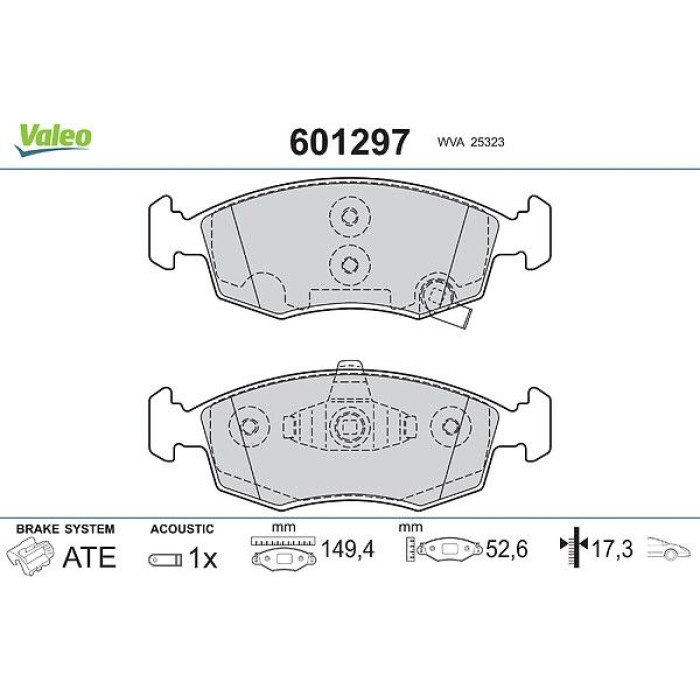 Valeo Bremsbelagsatz 601297 Valeo Bremsbelagsatz 601297