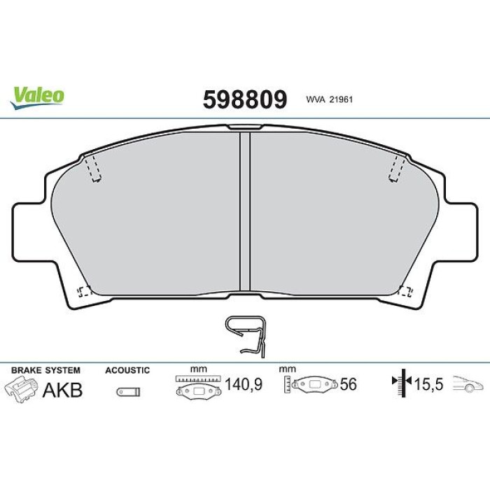 Valeo Bremsbelagsatz 598809 Valeo Bremsbelagsatz 598809