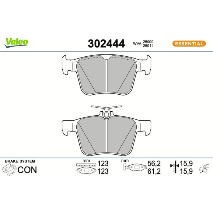 Valeo Bremsbelagsatz 302444 Valeo Bremsbelagsatz 302444