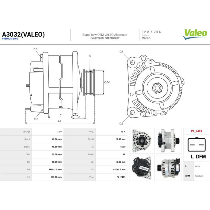 A3032(VALEO) AS-PL Lichtmaschine (Generator) A3032(VALEO)