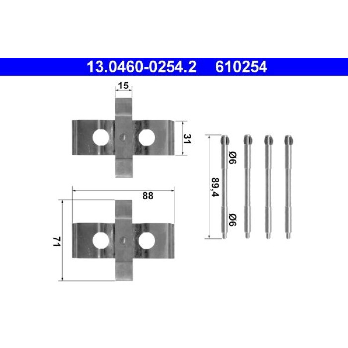 ATE Zubehörsatz Bremsbeläge 13.0460-0254.2 ATE Zubehörsatz Bremsbeläge 13.0460-0254.2
