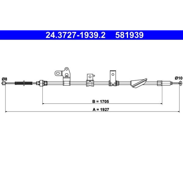 ATE Handbremsseil 24.3727-1939.2 ATE Handbremsseil 24.3727-1939.2