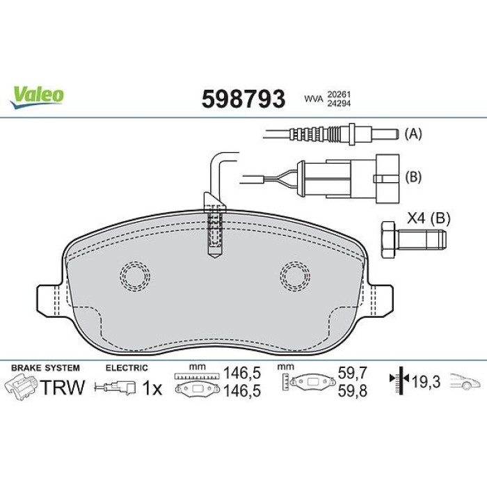 Valeo Bremsbelagsatz 598793 Valeo Bremsbelagsatz 598793