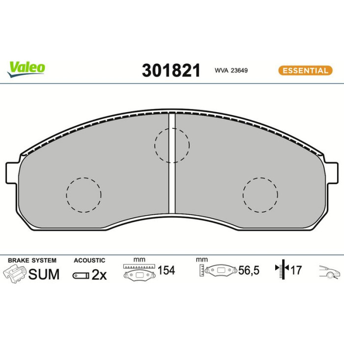 Valeo Bremsbelagsatz 301821 Valeo Bremsbelagsatz 301821