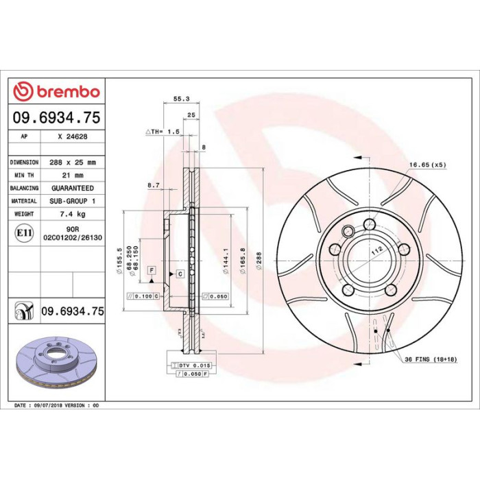 Brembo Bremsscheibe 09.6934.75 Brembo Bremsscheibe 09.6934.75