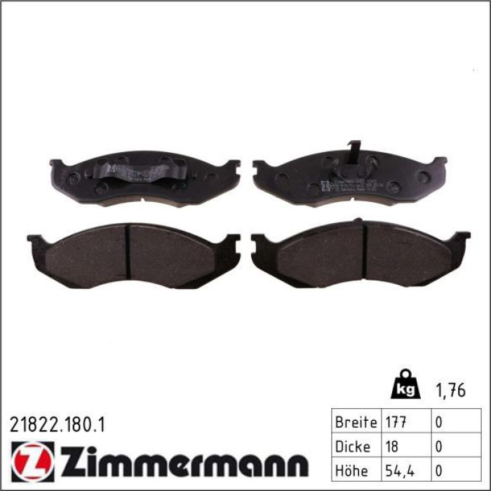 ZIMMERMANN Bremsbeläge 21822.180.1 ZIMMERMANN Bremsbeläge 21822.180.1
