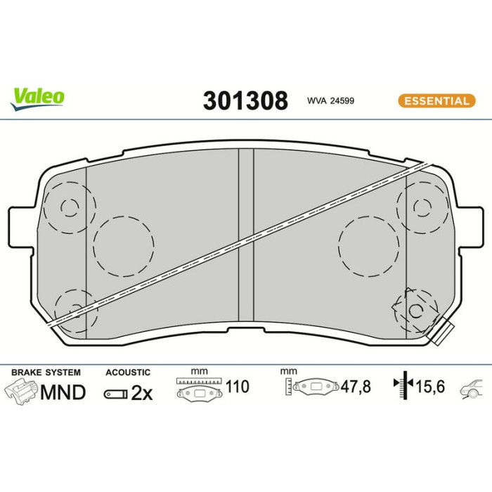 Valeo Bremsbelagsatz 301308 Valeo Bremsbelagsatz 301308
