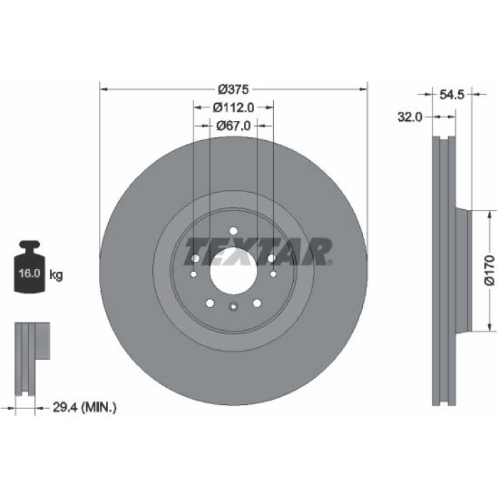 Textar Bremsscheibe 92176603 – 375 mm Textar Bremsscheibe 92176603 – 375 mm