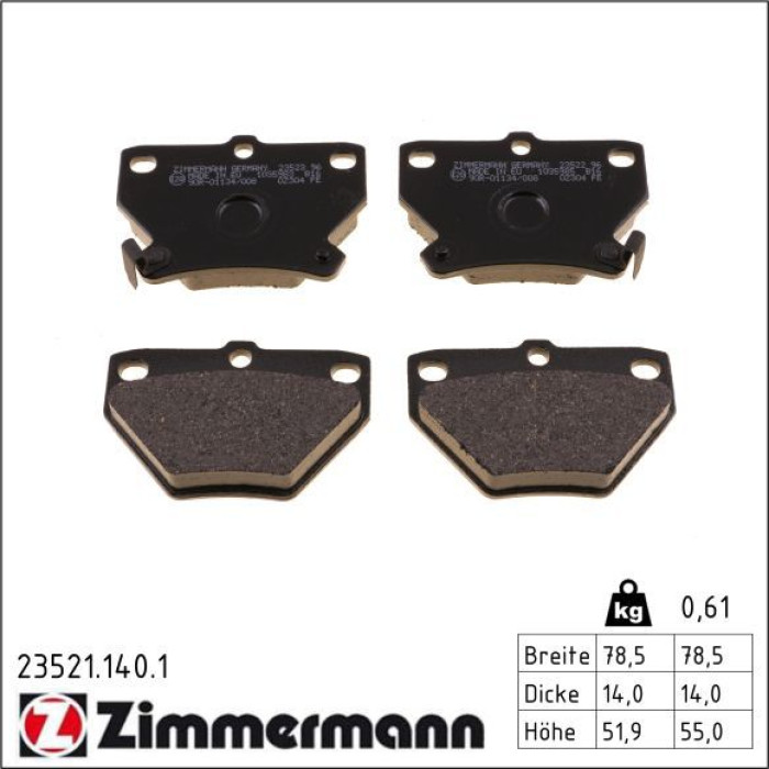 23521.140.1 ZIMMERMANN Bremsbeläge 23521.140.1 23521.140.1 ZIMMERMANN Bremsbeläge 23521.140.1