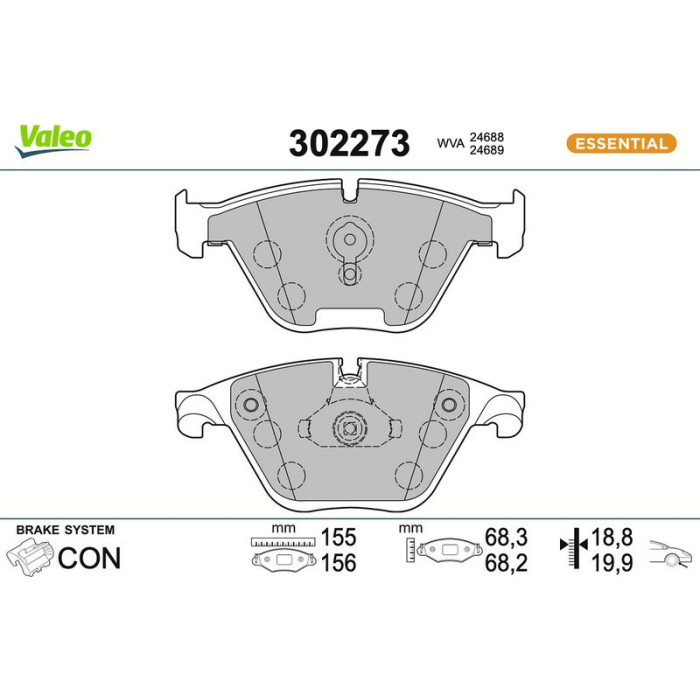 Valeo Bremsbelagsatz 302273 Valeo Bremsbelagsatz 302273