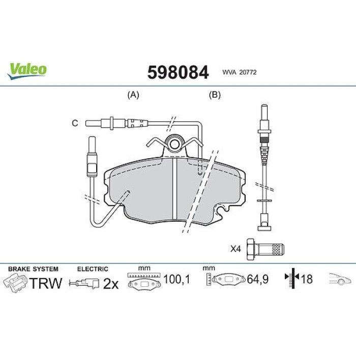 Valeo Bremsbelagsatz 598084 Valeo Bremsbelagsatz 598084