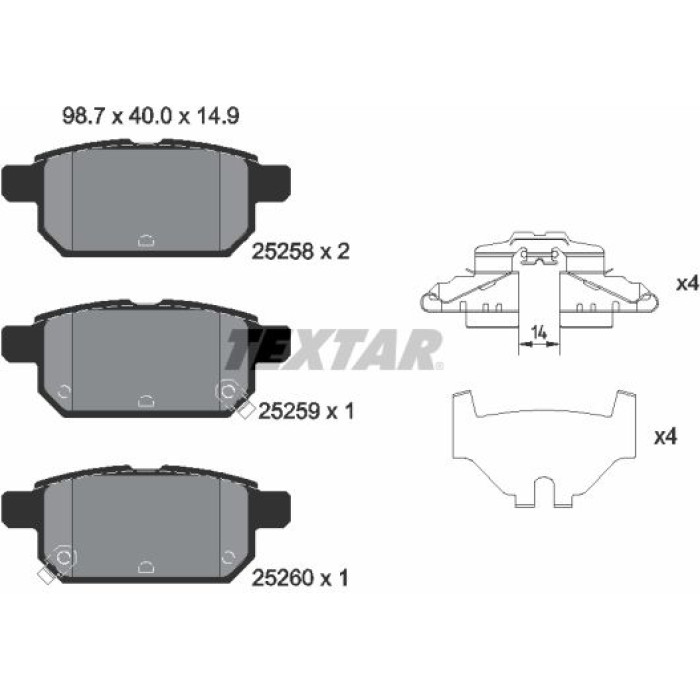 Textar Bremsbelagsatz 2525801 Textar Bremsbelagsatz 2525801