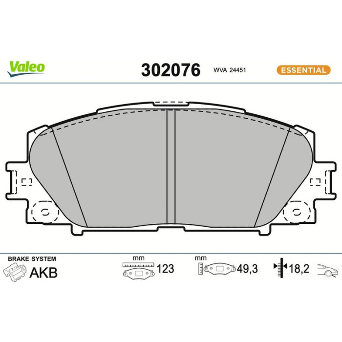 302076 Valeo Bremsbelagsatz 302076 302076 Valeo Bremsbelagsatz 302076