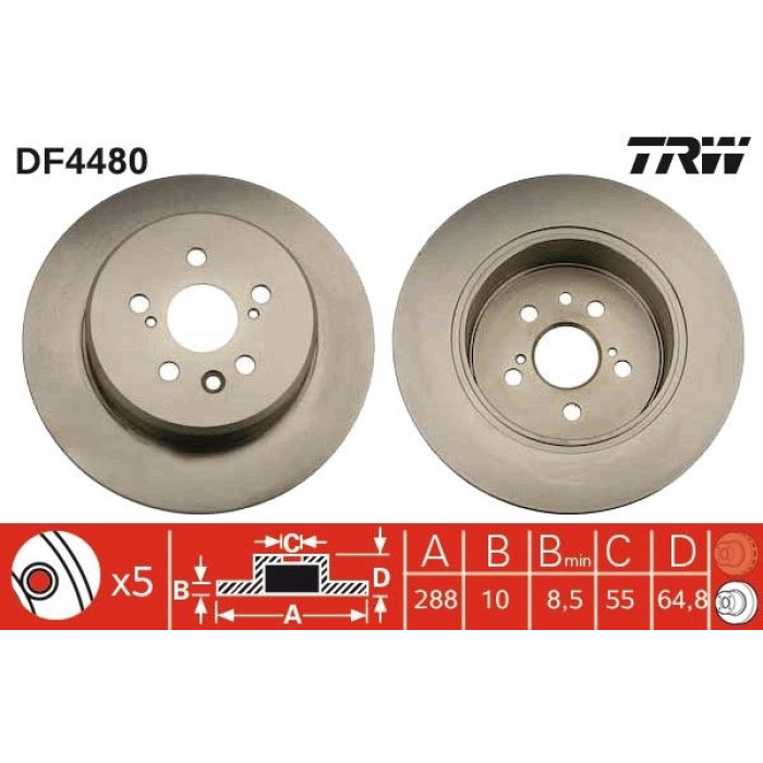 TRW Bremsscheibe Toyota Avensis DF4480 TRW Bremsscheibe Toyota Avensis DF4480
