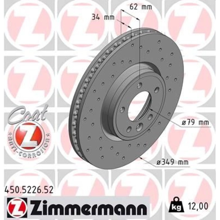 Zimmermann Bremsscheibe Vorderachse Sport 450.5226.52 Zimmermann Bremsscheibe Vorderachse Sport 450.5226.52