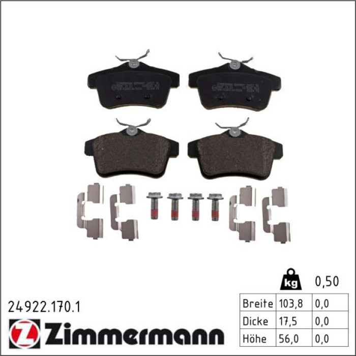 ZIMMERMANN Bremsbeläge 24922.170.1 ZIMMERMANN Bremsbeläge 24922.170.1