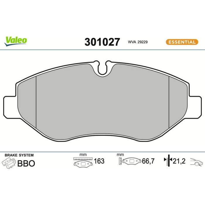 Valeo Bremsbelagsatz 301027 Valeo Bremsbelagsatz 301027