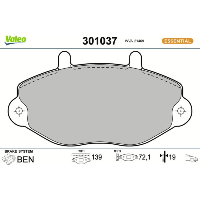 Valeo Bremsbelagsatz 301037 Valeo Bremsbelagsatz 301037