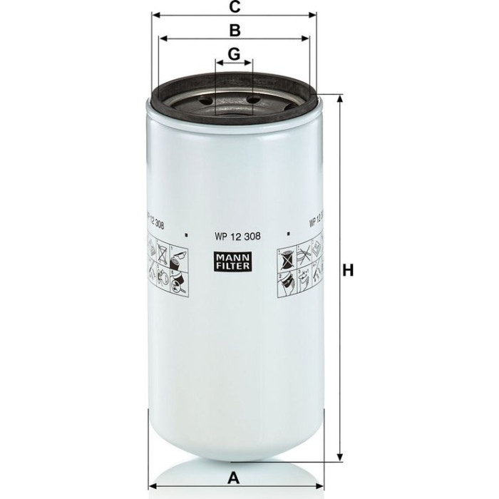 MANN-FILTER Ölfilter LKW WP 12 308 MANN-FILTER Ölfilter LKW WP 12 308