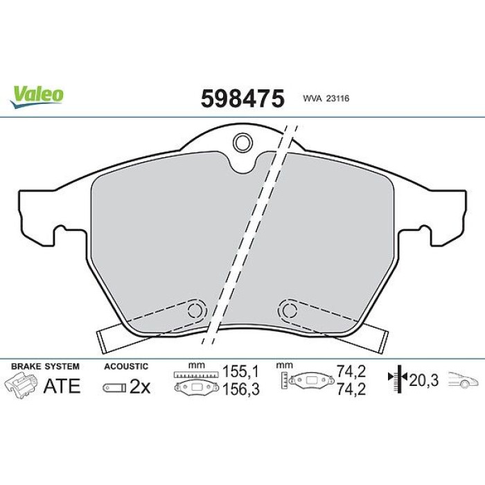 Valeo Bremsbelagsatz 598475 Valeo Bremsbelagsatz 598475
