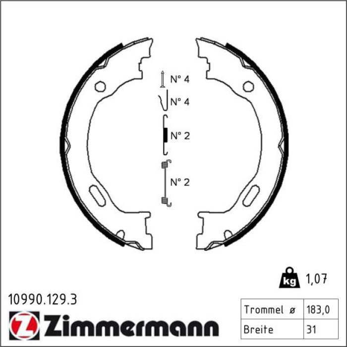 ZIMMERMANN Bremsbacken 10990.129.3 ZIMMERMANN Bremsbacken 10990.129.3
