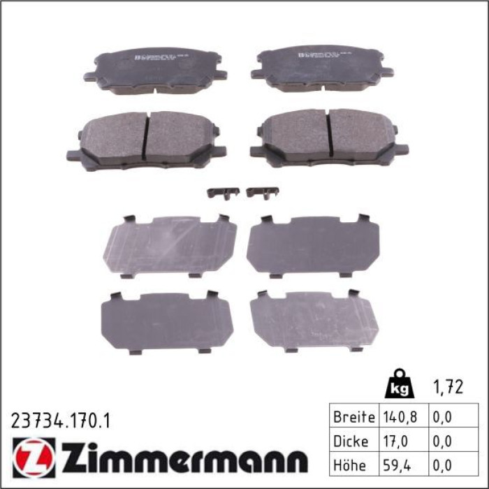 ZIMMERMANN Bremsbeläge 23734.170.1 ZIMMERMANN Bremsbeläge 23734.170.1