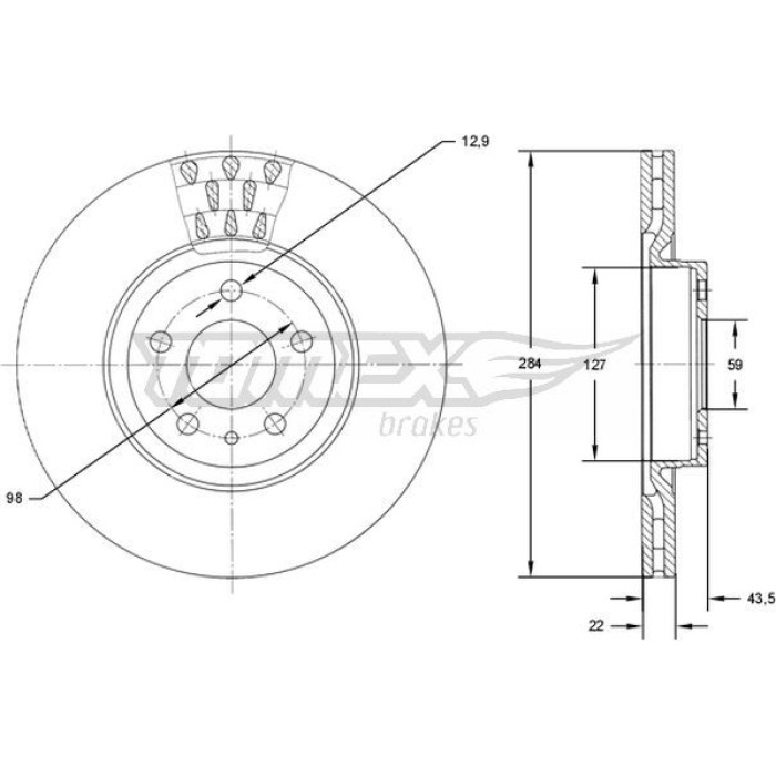 TX 71-39 Tomex Brakes Bremsscheibe TX 71-39 TX 71-39 Tomex Brakes Bremsscheibe TX 71-39
