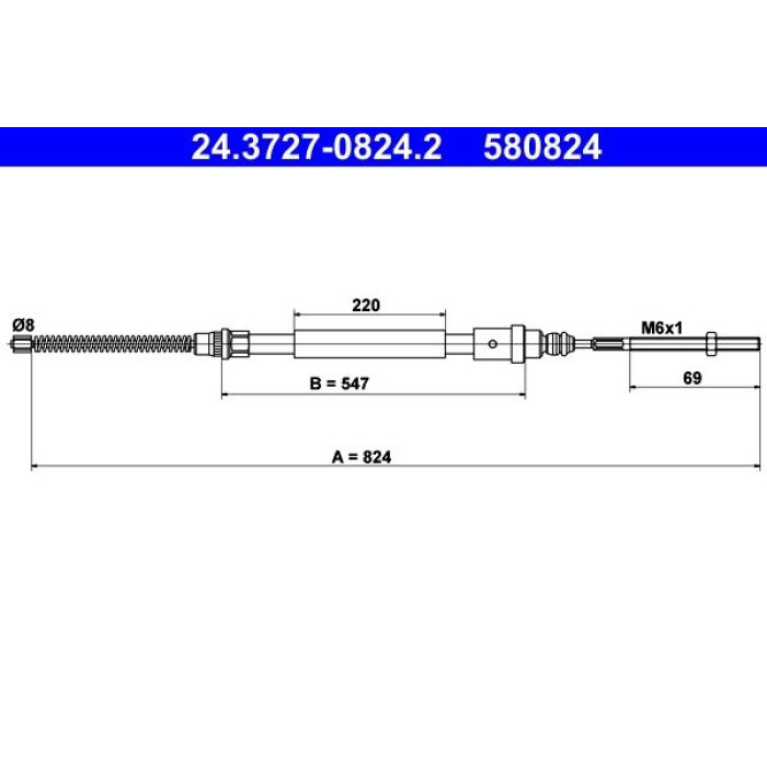 ATE Handbremsseil 24.3727-0824.2 ATE Handbremsseil 24.3727-0824.2