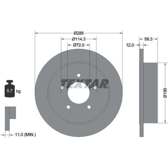 92194003 Textar Bremsscheibe 92194003 92194003 Textar Bremsscheibe 92194003