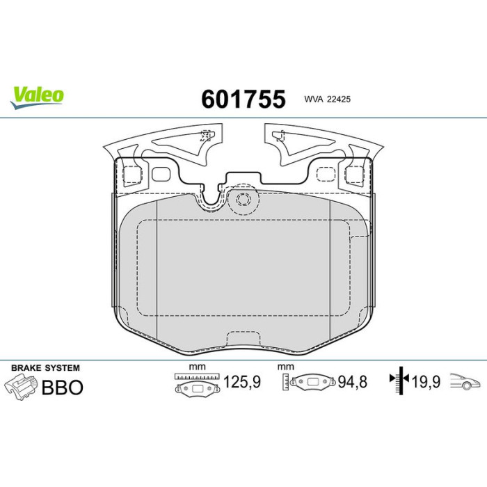 Valeo Bremsbelagsatz 601755 Valeo Bremsbelagsatz 601755