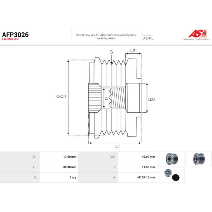 AFP3026 AS-PL Lichtmaschinenfreilauf AFP3026 AFP3026 AS-PL Lichtmaschinenfreilauf AFP3026