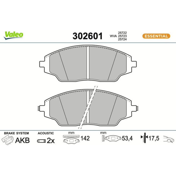 Valeo Bremsbelagsatz 302601 Valeo Bremsbelagsatz 302601