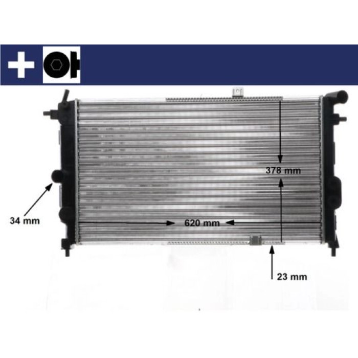 MAHLE Motorkühler / Wasserkühler CR 438 000S, Schaltgetriebe, mit Klimaanlage, Netz 618 x 375 x 28 mm – u. a. für Opel Vectra A (J89), Opel Vectra A CC (J89), Opel Calibra A (C89) – OE Nummer 03 09 6385 - l MAHLE Motorkühler / Wasserkühler CR 438 000S, Schaltgetriebe, mit Klimaanlage, Netz 618 x 375 x 28 mm – u. a. für Opel Vectra A (J89), Opel Vectra A CC (J89), Opel Calibra A (C89) – OE Nummer 03 09 6385 - l