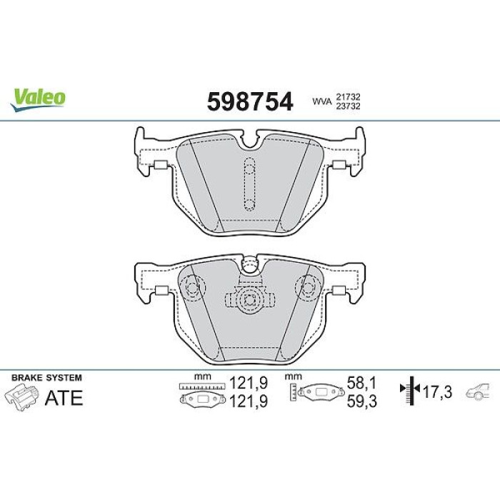 Valeo Bremsbelagsatz 598754 Valeo Bremsbelagsatz 598754