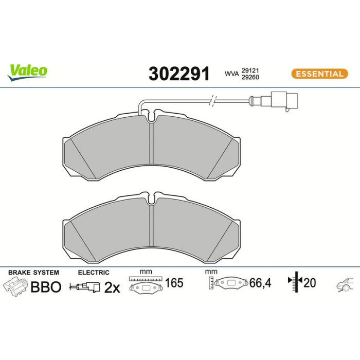 302291 Valeo Bremsbelagsatz 302291 302291 Valeo Bremsbelagsatz 302291