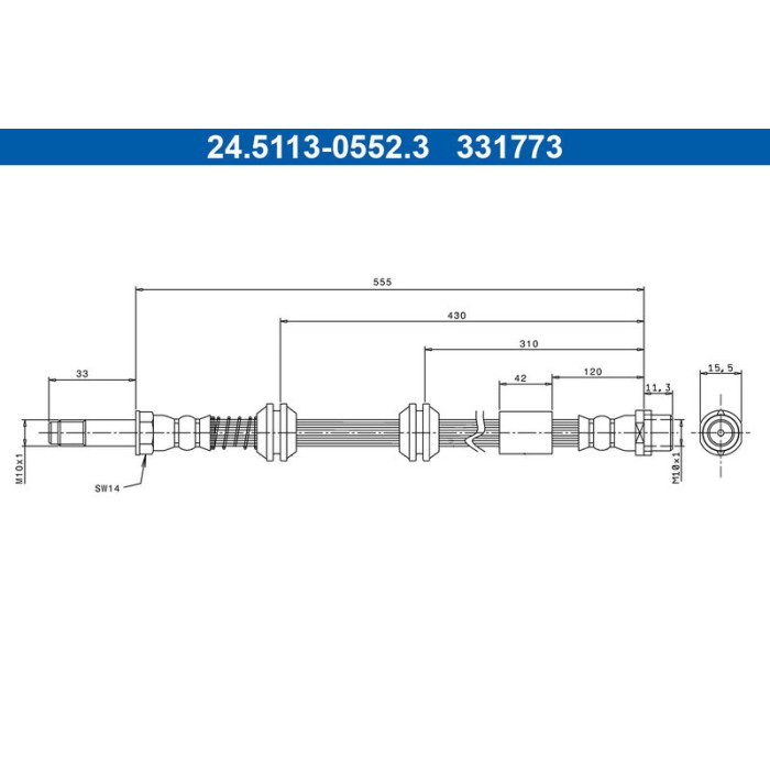 ATE Bremsschlauch 24.5113-0552.3 ATE Bremsschlauch 24.5113-0552.3