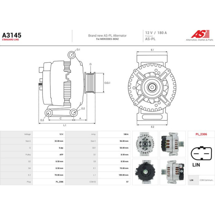 A3145 AS-PL Lichtmaschine (Generator) A3145