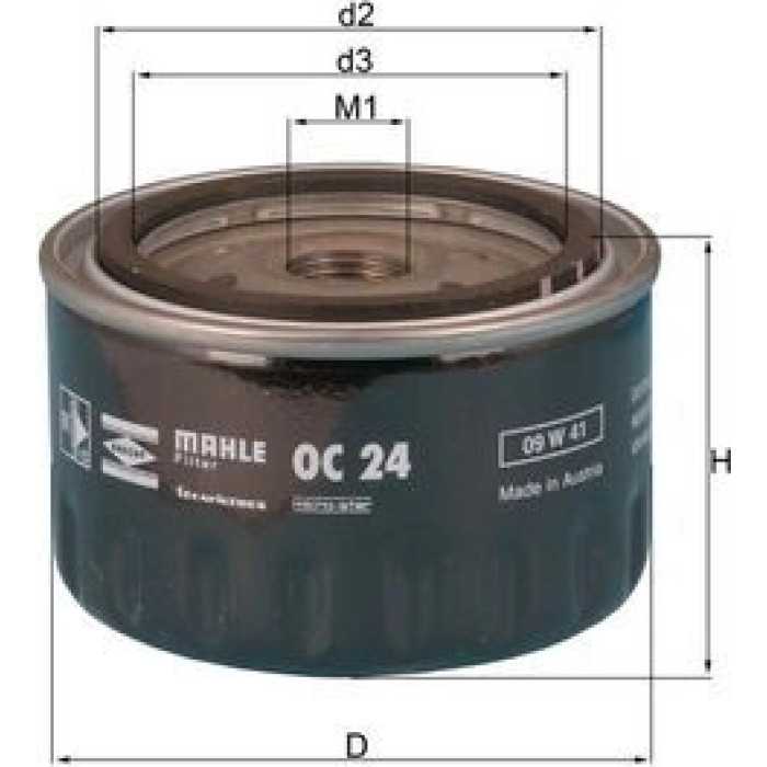OC 24 MAHLE Ölfilter OC 24, Anschraubfilter, Höhe 60,5 mm – u. a. für Renault 5 (122_), 5 Kasten/Schrägheck (238_), 6 (118_) – OE Nummer 0855961100 - l OC 24 MAHLE Ölfilter OC 24, Anschraubfilter, Höhe 60,5 mm – u. a. für Renault 5 (122_), 5 Kasten/Schrägheck (238_), 6 (118_) – OE Nummer 0855961100 - l