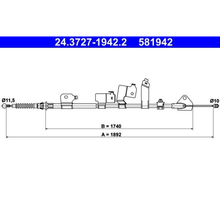 ATE Handbremsseil 24.3727-1942.2 ATE Handbremsseil 24.3727-1942.2