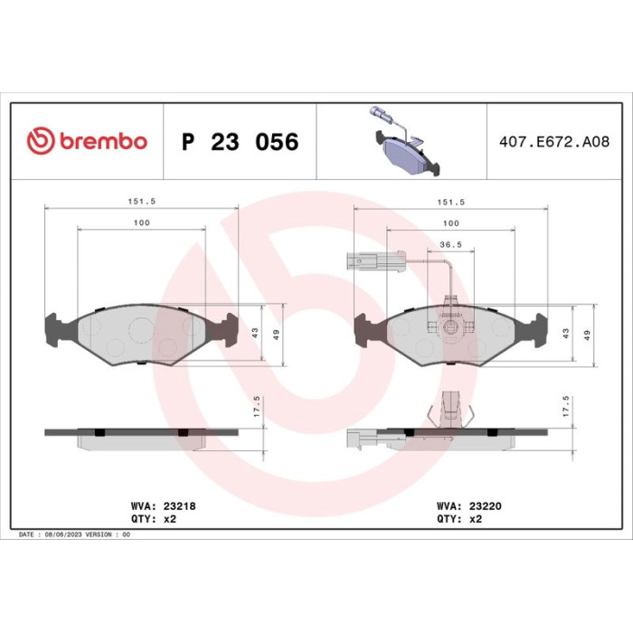 BREMBO Bremsklötze VA P 23 056