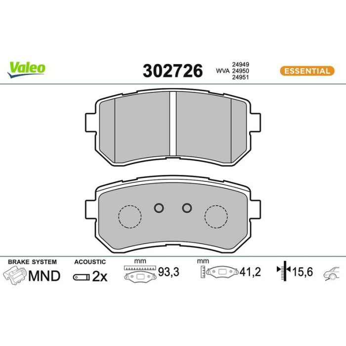 Valeo Bremsbelagsatz 302726 Valeo Bremsbelagsatz 302726
