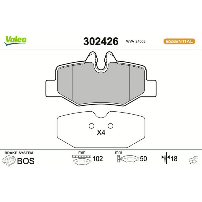 Valeo Bremsbelagsatz 302426 Valeo Bremsbelagsatz 302426