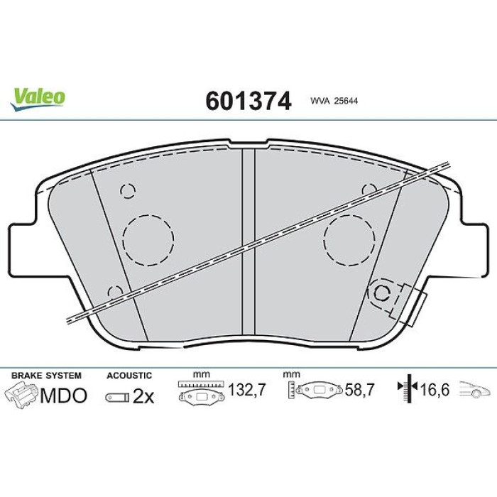 Valeo Bremsbelagsatz 601374 Valeo Bremsbelagsatz 601374