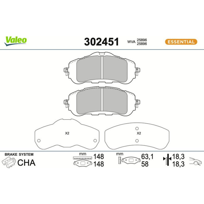 Valeo Bremsbelagsatz 302451 Valeo Bremsbelagsatz 302451